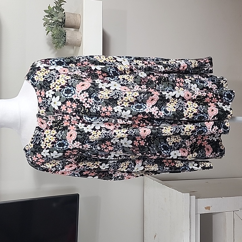 Loft Plus Long Sleeve Lightweight Floral Cardigan